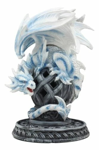 Celtic Tomb Guardian White Icycle Dragon Backflow Cone Incense Holder-5