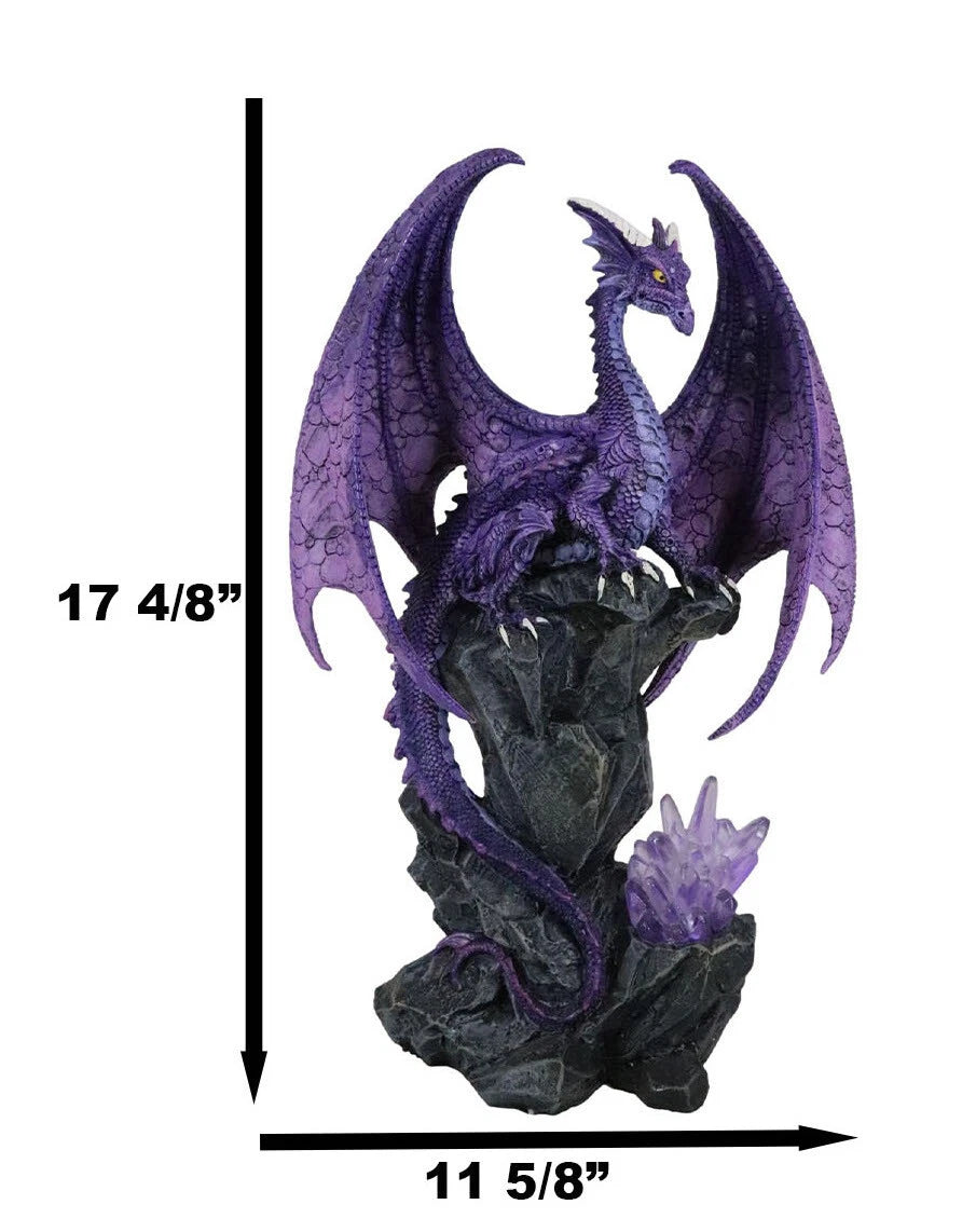 Large Hoarfrost Twilight Dragon Guarding LED Light Crystal Elements Statue-4