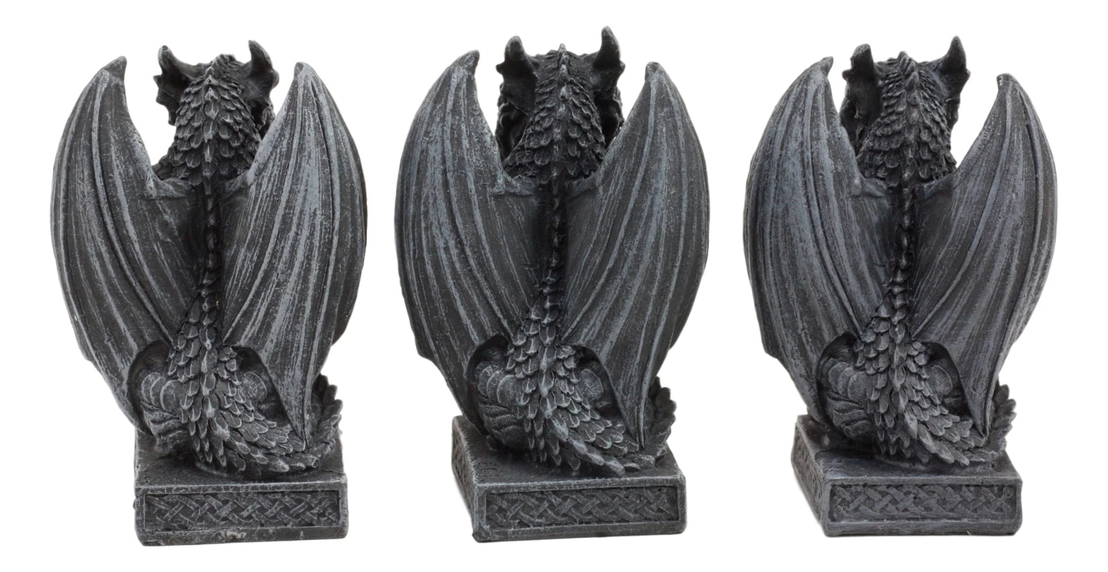 Three Wise Dragons See Hear Speak No Evil Sentinel Guardian Dragons Statue Set-4