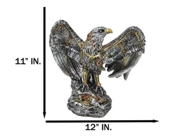 Large Geared Clockwork Steampunk Nano Cyborg Eagle with Open Wings Figurine-4