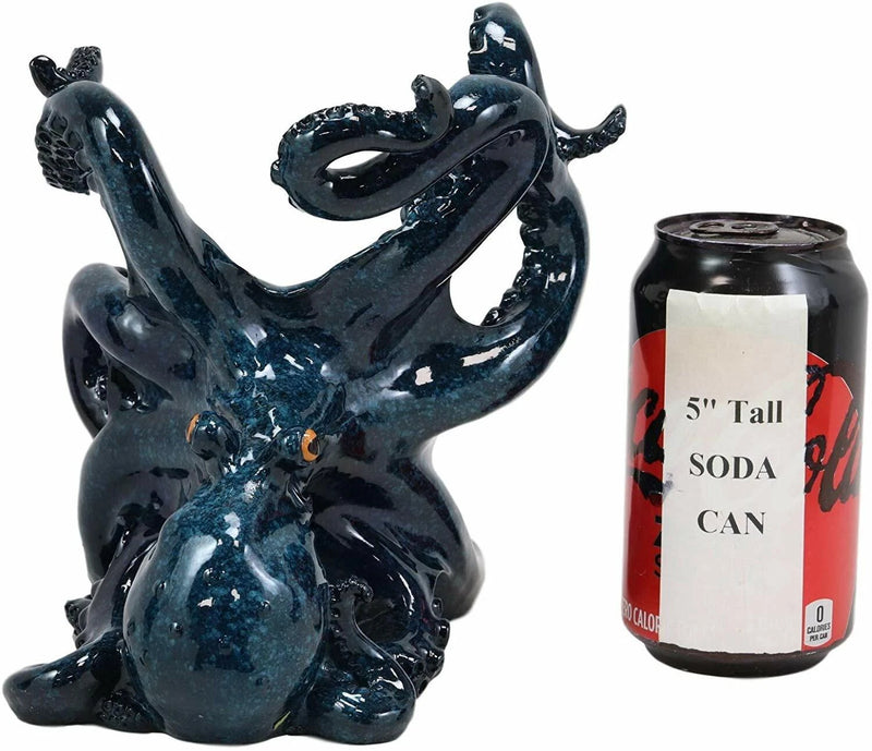 Nautical Deep Sea Blue Octopus Wine Holder 8"L Cephalopod Giant Kraken Figurine-5