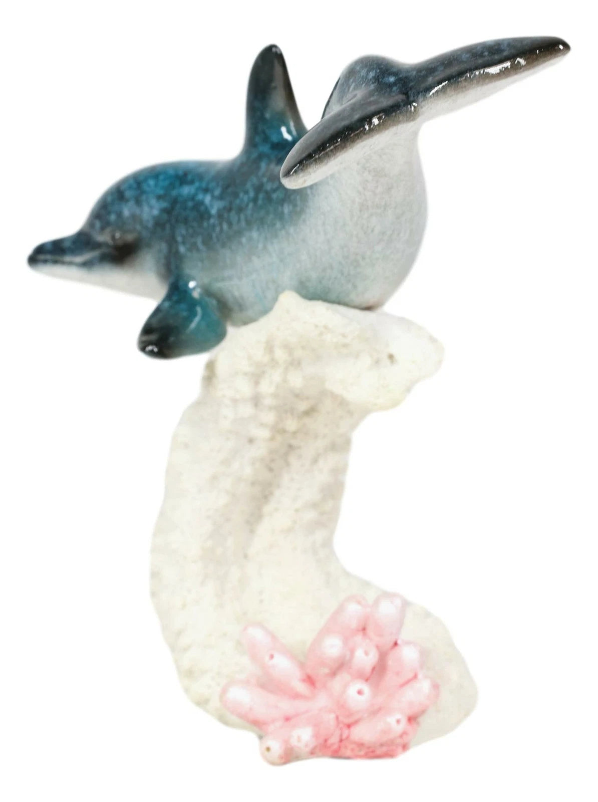 Ocean Marine Sea Life Bottlenose Dolphin Swimming Over Coral Reef Figurine