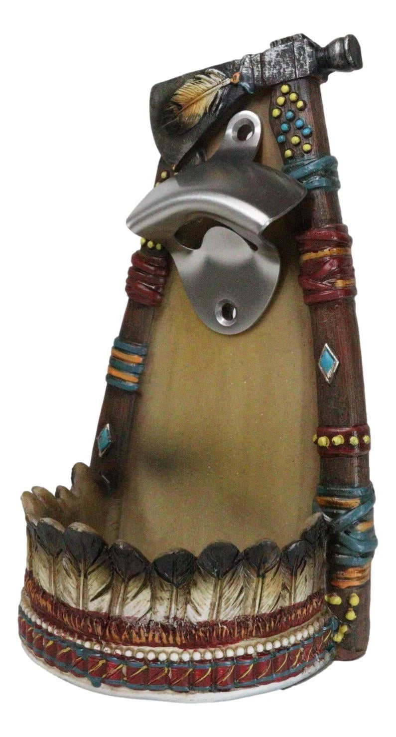Southwestern Feathers With Turquoise Hand Axe Tribal Indian Wall Bottle Opener-5