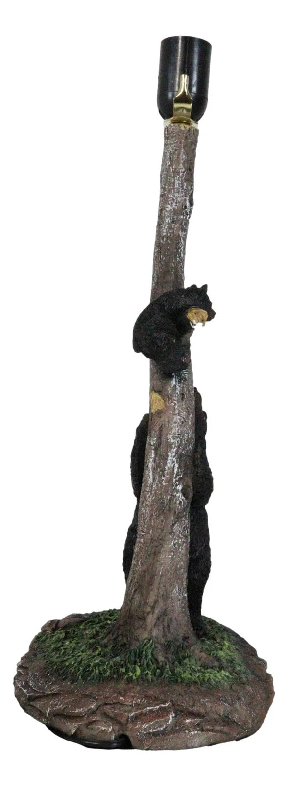 Rustic Black Mother Bear Playing With Cub Hanging On Tree Branch Table Lamp-6