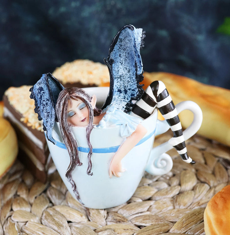 Amy Brown Teacup Latte Coffee Drunk Whimsical Fairy Figurine 5"H-1