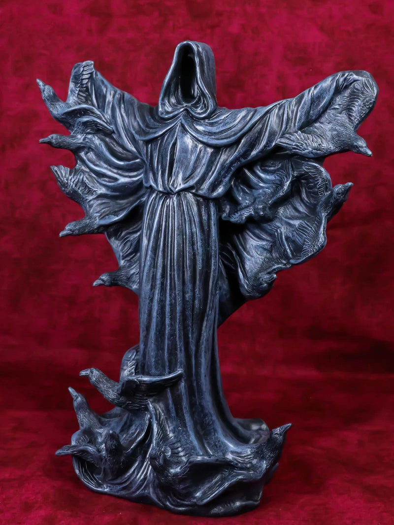 The Dark Lord Boogeyman Black Death Grim Reaper With Raven Crows Figurine-2