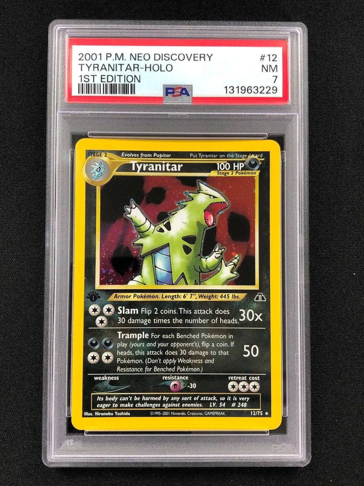Pokemon 2001 Dark Trantiar 1st Holo + Swirl! 12/75 Neo PSA 7-2