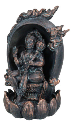 Hindu Buddha Hanuman Monkey God On Lotus Backflow Cone Incense Burner Figurine-3