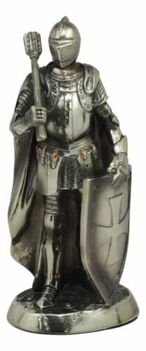Holy Roman Empire Crusader Knight With Morning Star Club And Shield Statue 7"H-1