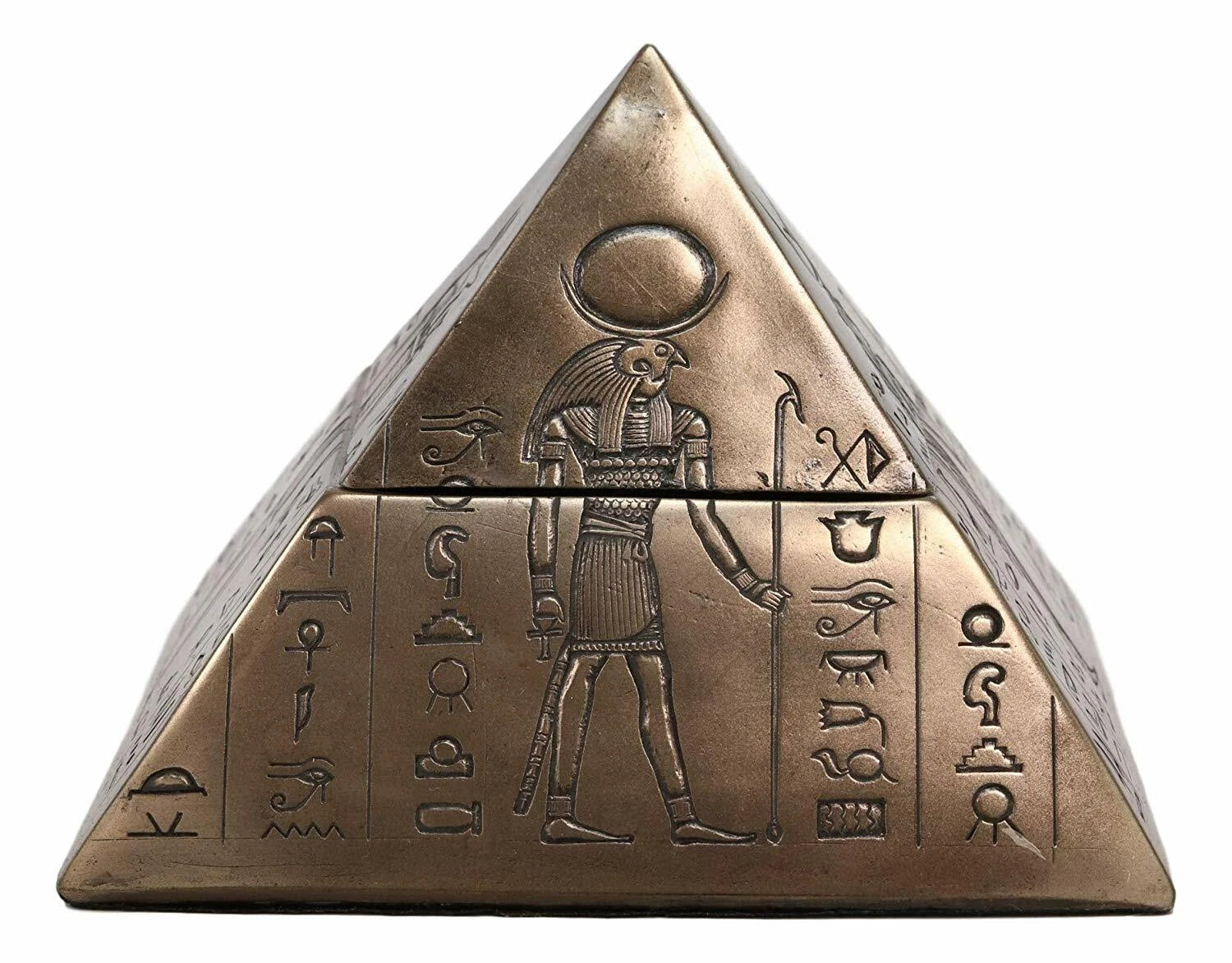 Ancient Egyptian Isis Sekhmet Horus Anubis Pyramid Jewelry Trinket Box 6"L-2
