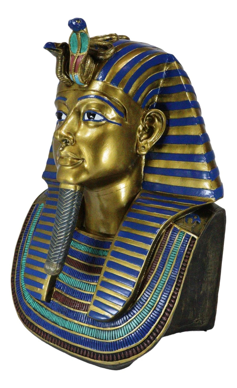 Large 18.75"H Ancient Egyptian King Tut Bust Statue Burial Mask Nemes Figurine-2