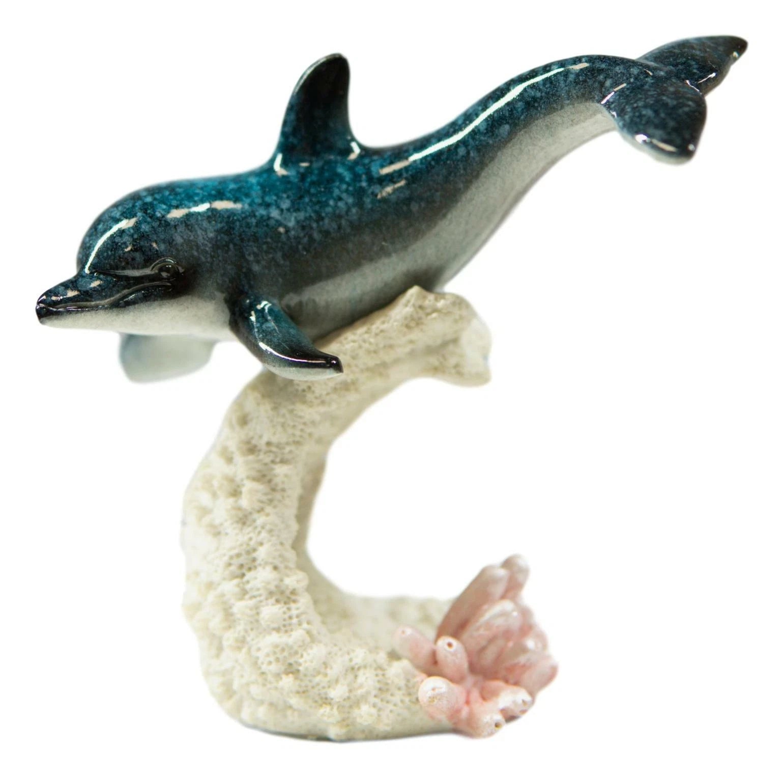 Ocean Marine Sea Life Bottlenose Dolphin Swimming Over Coral Reef Figurine-3