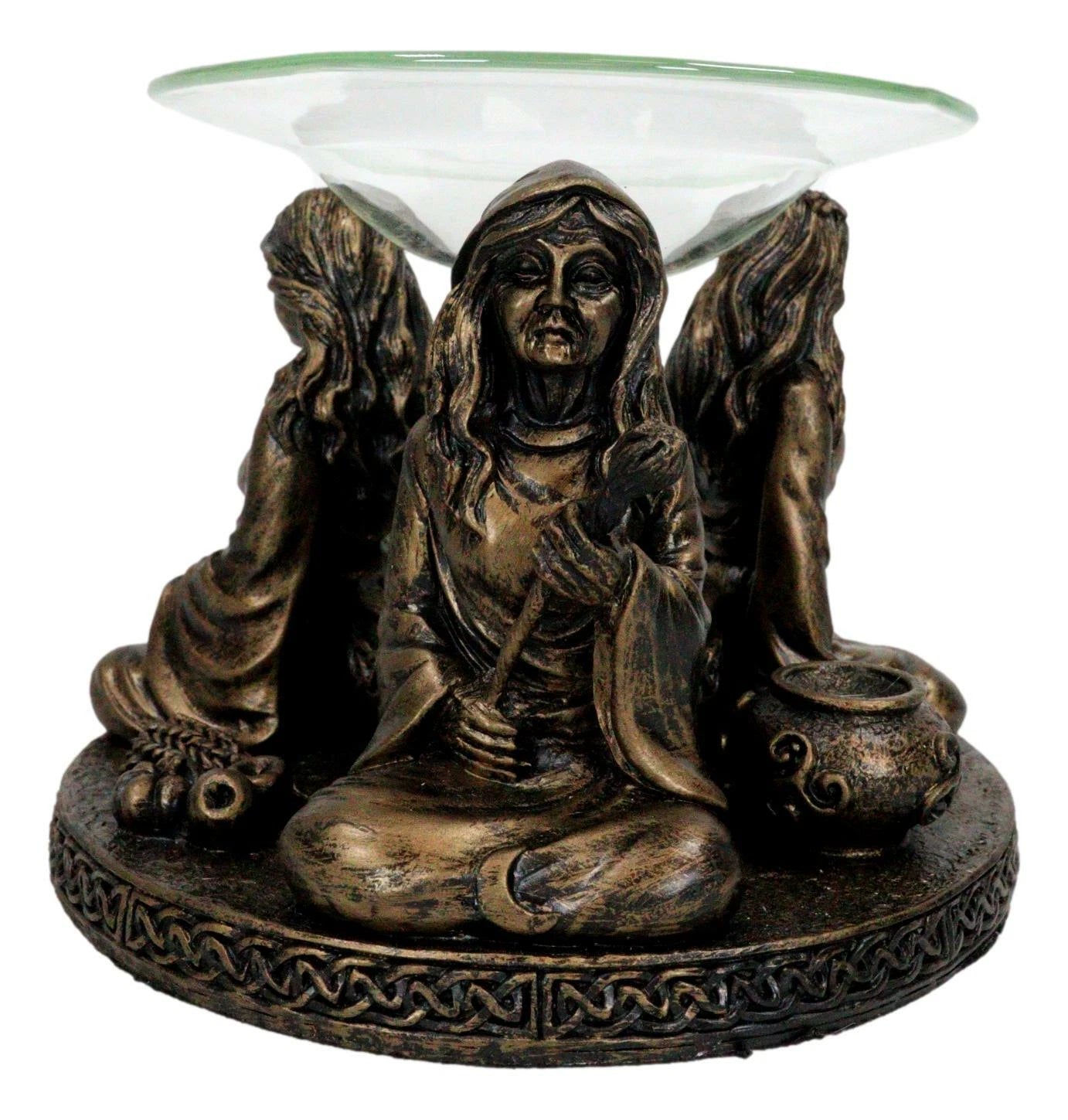 Figura de calentador de aceite aromático con portavotivas de la Triple Diosa Doncella Madre Anciana-2