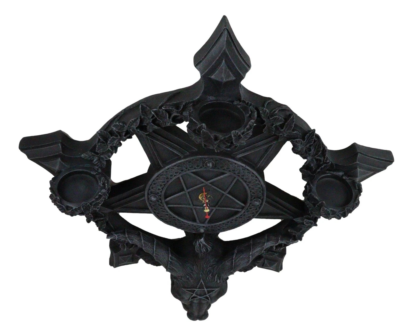 Samael Lilith Baphomet Hanging Wall Clock Candle Holder Decor Plaque 19" H