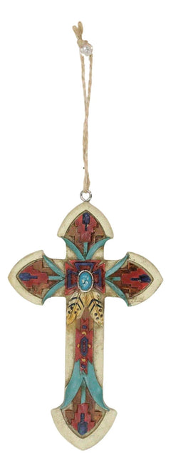 Rustic Western Native Indian Christian Crosses Set of 4 Christmas Tree Ornaments-4