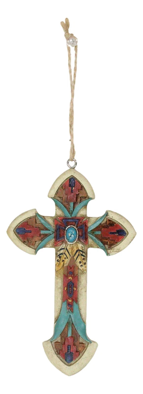 Rustic Western Native Indian Christian Crosses Set of 4 Christmas Tree Ornaments-4
