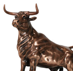 Western Wild Cattle Bull On Pride Rock Electroplated Resin Statue With Base-4
