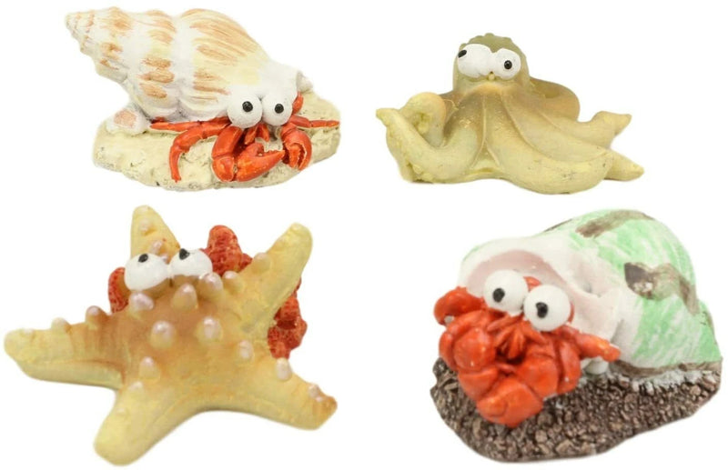 Starfish Octopus and Hermit Crabs Small Miniature Figurines Set of 4-2