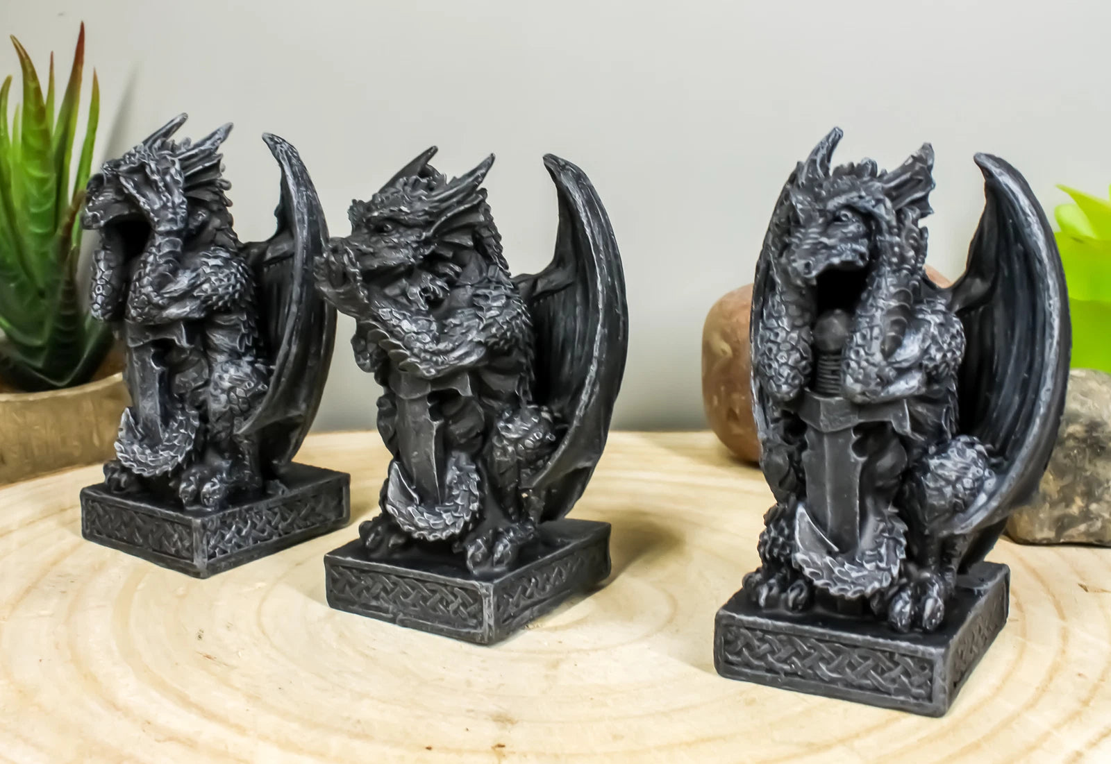 Three Wise Dragons See Hear Speak No Evil Sentinel Guardian Dragons Statue Set