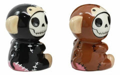 Furrybones Twins Voodoo Skeleton Monkeys Ceramic Salt Pepper Shakers Set-4