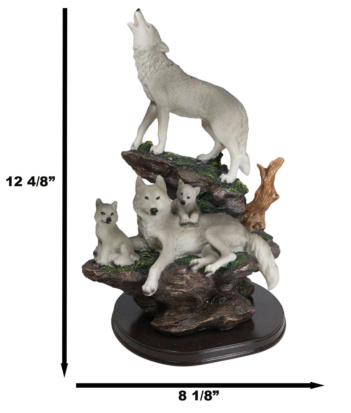 Moon Howling Timberwolves Wolf Pack Family Decorative Figurine 8.5"H-3