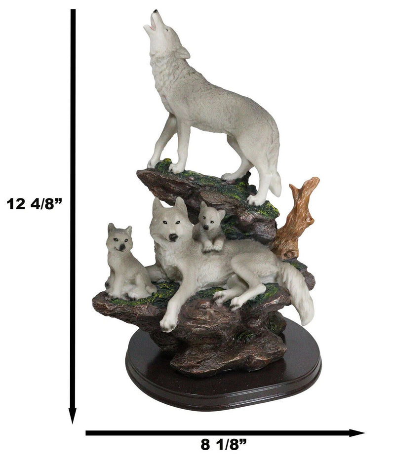 Moon Howling Timberwolves Wolf Pack Family Decorative Figurine 8.5"H-3
