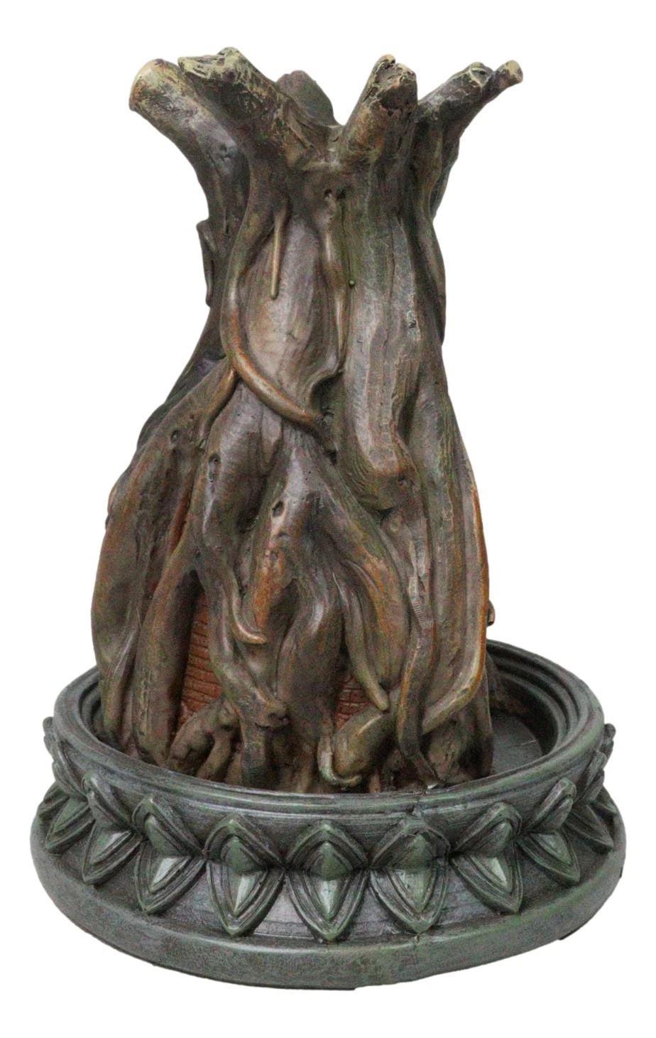 Amitabha Buddha Meditating Inside Tree Trunk Backflow Incense Burner Figurine-3