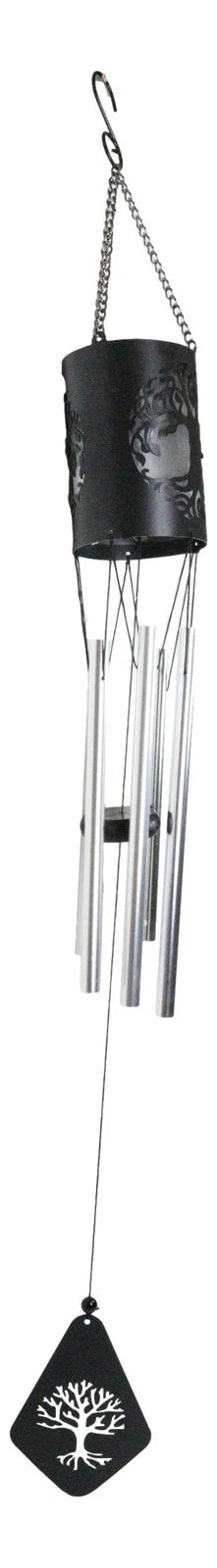 Celtic Tree Of Life Cylindrical Steel Metal Filigree Hanging Solar Wind Chime-5
