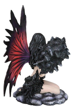 Large Gothic Fairy Goddess Artemis Holding Black Wolf Home Decor Figurine 13"H-3