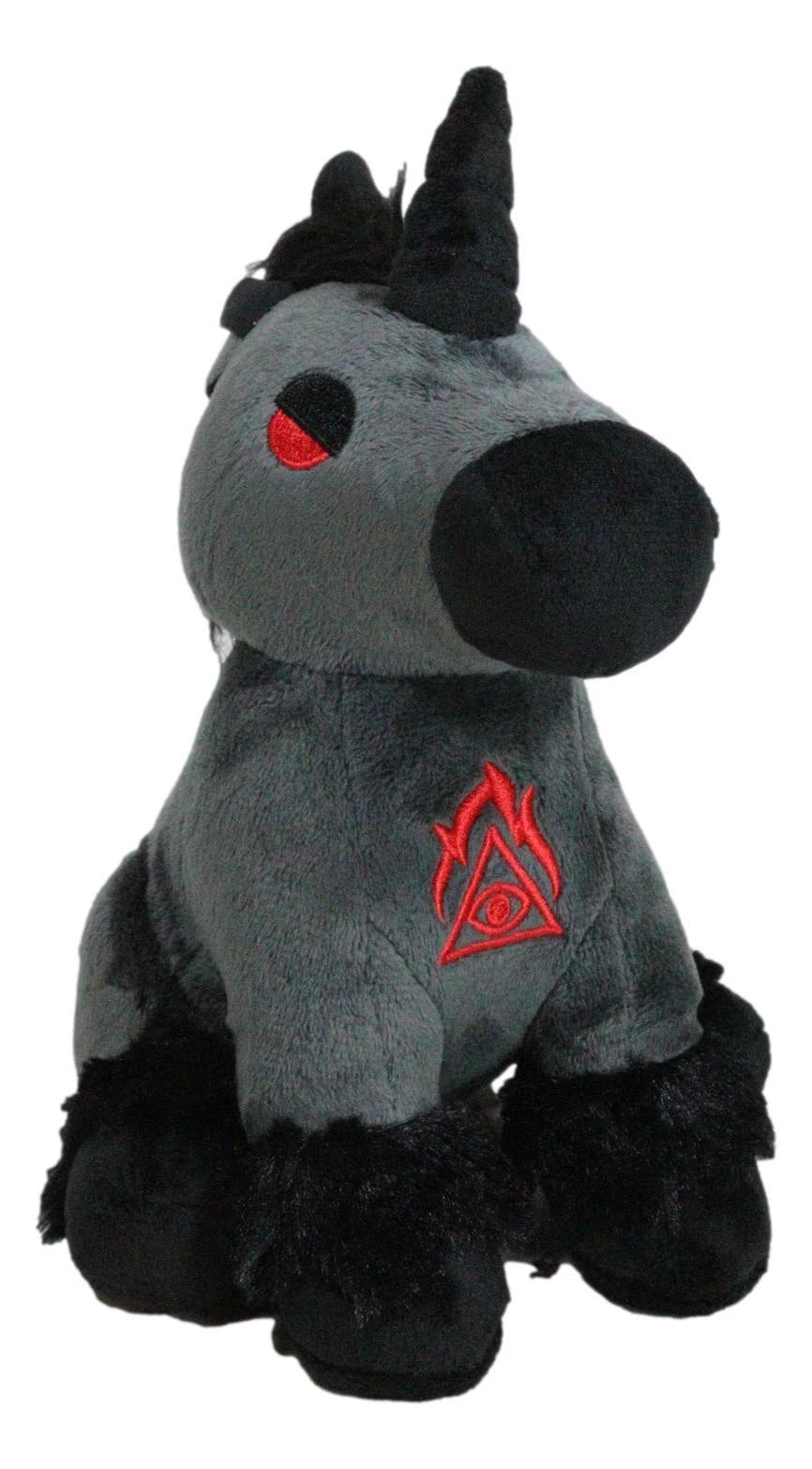 Mythical Fantasy Legend Black Dark Unicorn Hell Steed Luxe Soft Plush Toy Doll-5