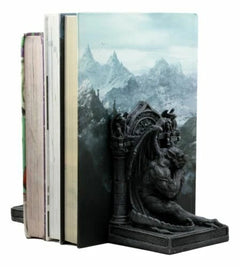Medieval Age Gothic Sculptural The Thinker Gargoyle Bookends Figurine Set 6.25"H-6