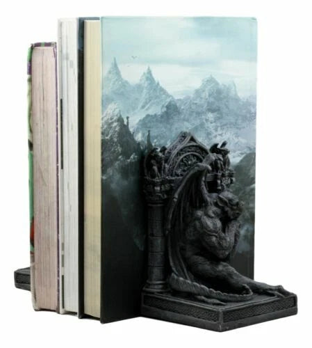 Medieval Age Gothic Sculptural The Thinker Gargoyle Bookends Figurine Set 6.25"H-6
