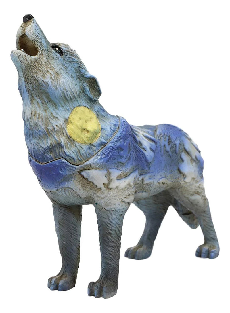 Colección de figuras tótem tribales nativas de Moon Mountain, lobo aullador, espíritu, 15 cm de largo-3