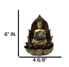 Meditating Buddha Amitabha Backflow Incense Burner W/ LED Globe Light-4