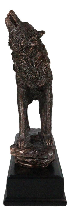 Rustic Forest Woodlands Howling Spirit Alpha Wolf Figurine With Trophy Base-7