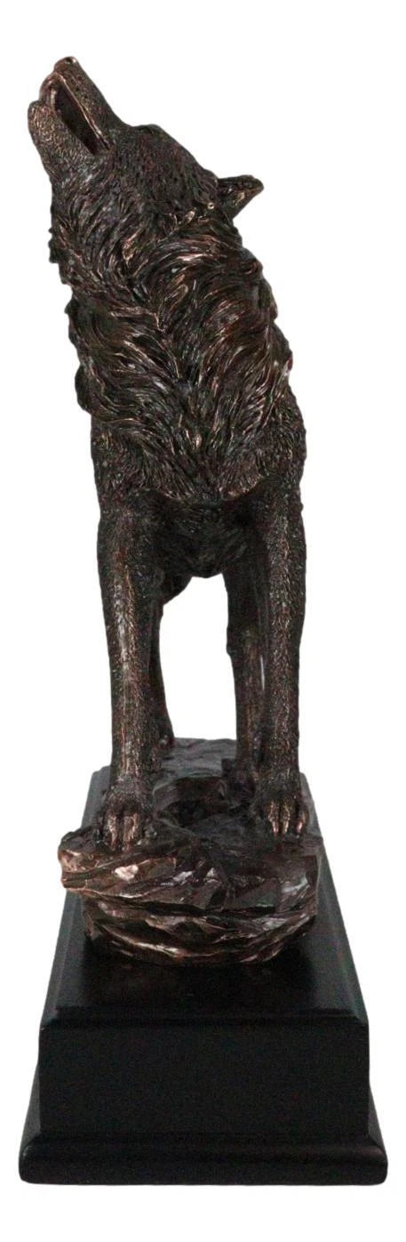 Rustic Forest Woodlands Howling Spirit Alpha Wolf Figurine With Trophy Base-7