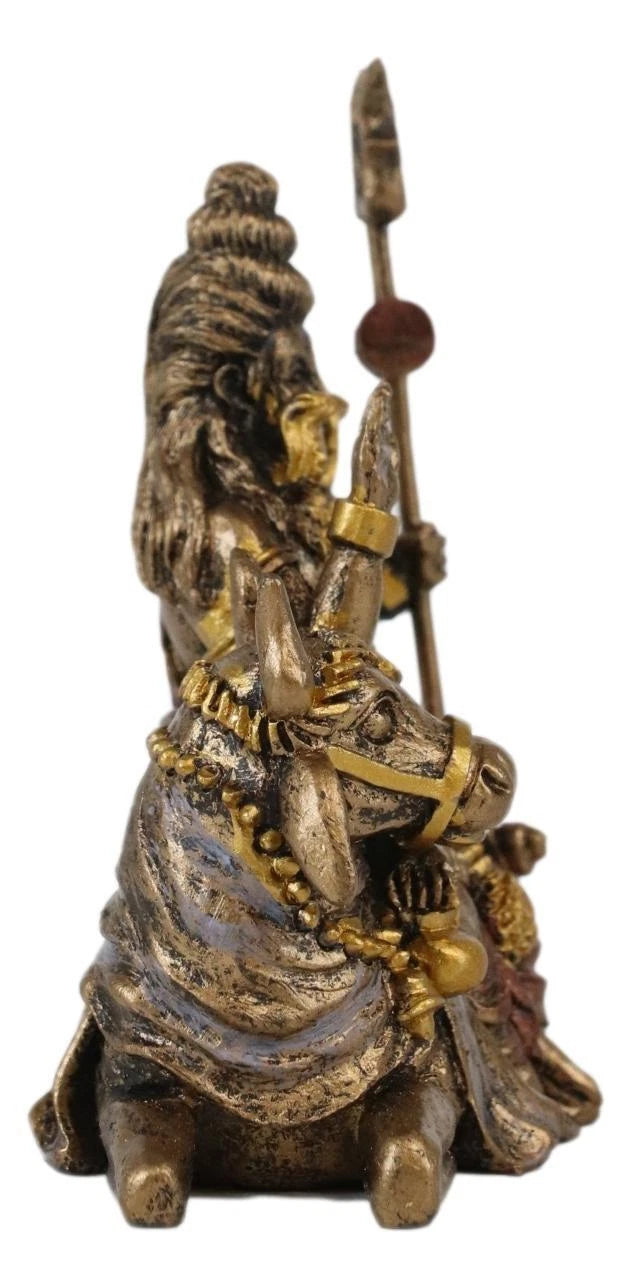 Vastu Hindu God Lord Shiva Mahadeva Sitting On Nandi Bull Miniature Statue-5