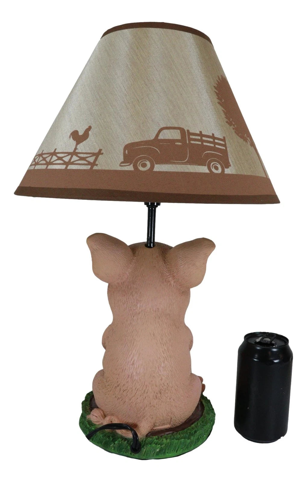 Rustic Farm Country Pink Babe Piglet Muddy Pig Desktop Table Lamp With Shade-3
