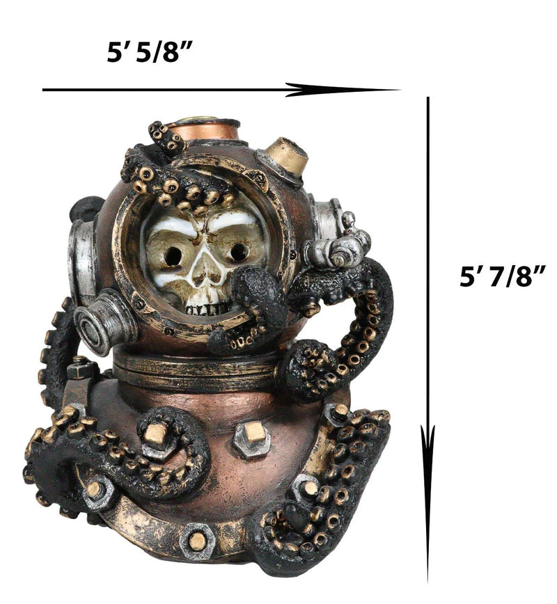 Marine Octopus Kraken Steampunk Divers Helmet With Skull Incense Cone Burner-4