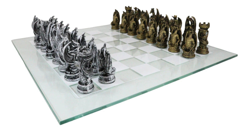 Silver Gold Fantasy Dungeons And Dragons Resin Chess Pieces Glass Board-5