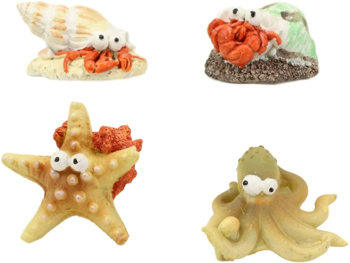 Starfish Octopus and Hermit Crabs Small Miniature Figurines Set of 4-3