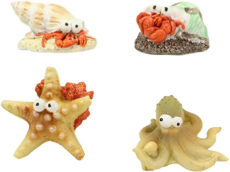 Starfish Octopus and Hermit Crabs Small Miniature Figurines Set of 4-3