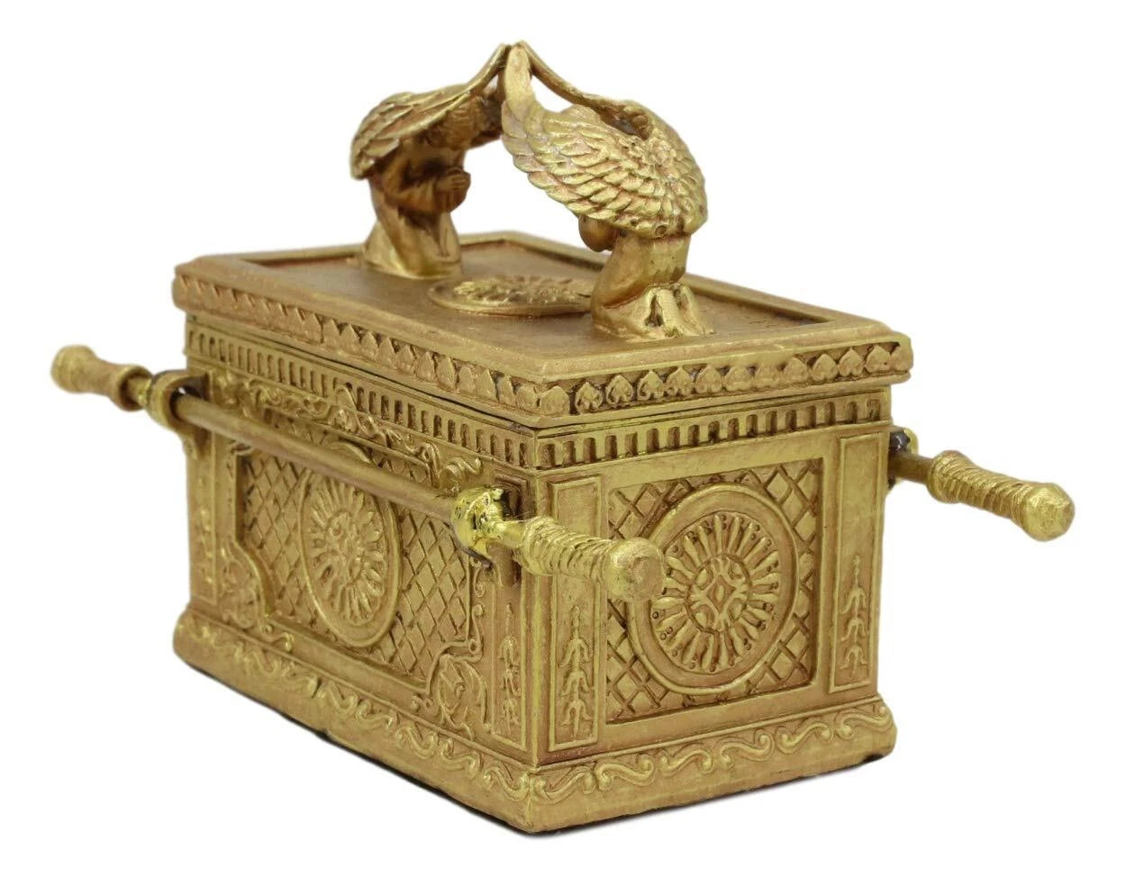 Matte Gold Ark Of The Covenant Model With Contents Figurine Decorative Box 1:16-5