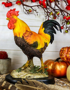 Estatua de gallo y gallina campestre orgullosa con base de 7.5" de alto-1