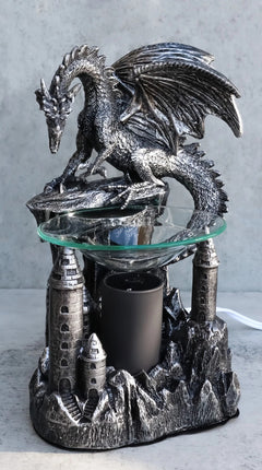 Dragon Castle Figurine, Smaug Electric Oil Burner & Tart Warmer Statue 9.5" Tall, Hand-Painted Fantasy Dragon Sculpture for Home Decor, Desk, Shelf, or Living Room Display-5