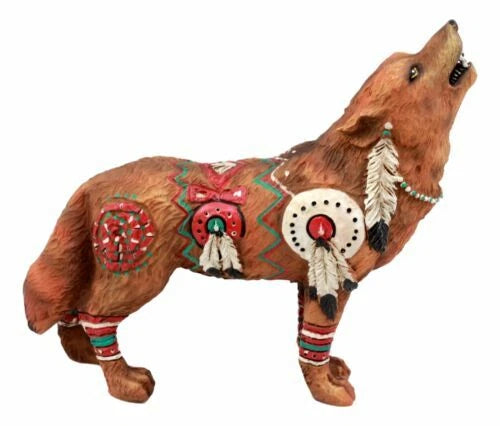 Colección de figuras tótem de lobo aullador nativo de Warpath, 6,25" de largo-3