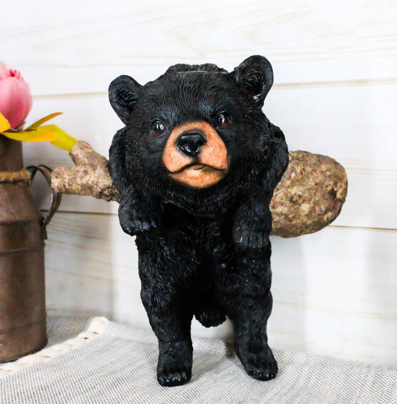 Rustic Western Forest Black Bear Cub Frolic Dangling On Tree Branch Wall Decor-2