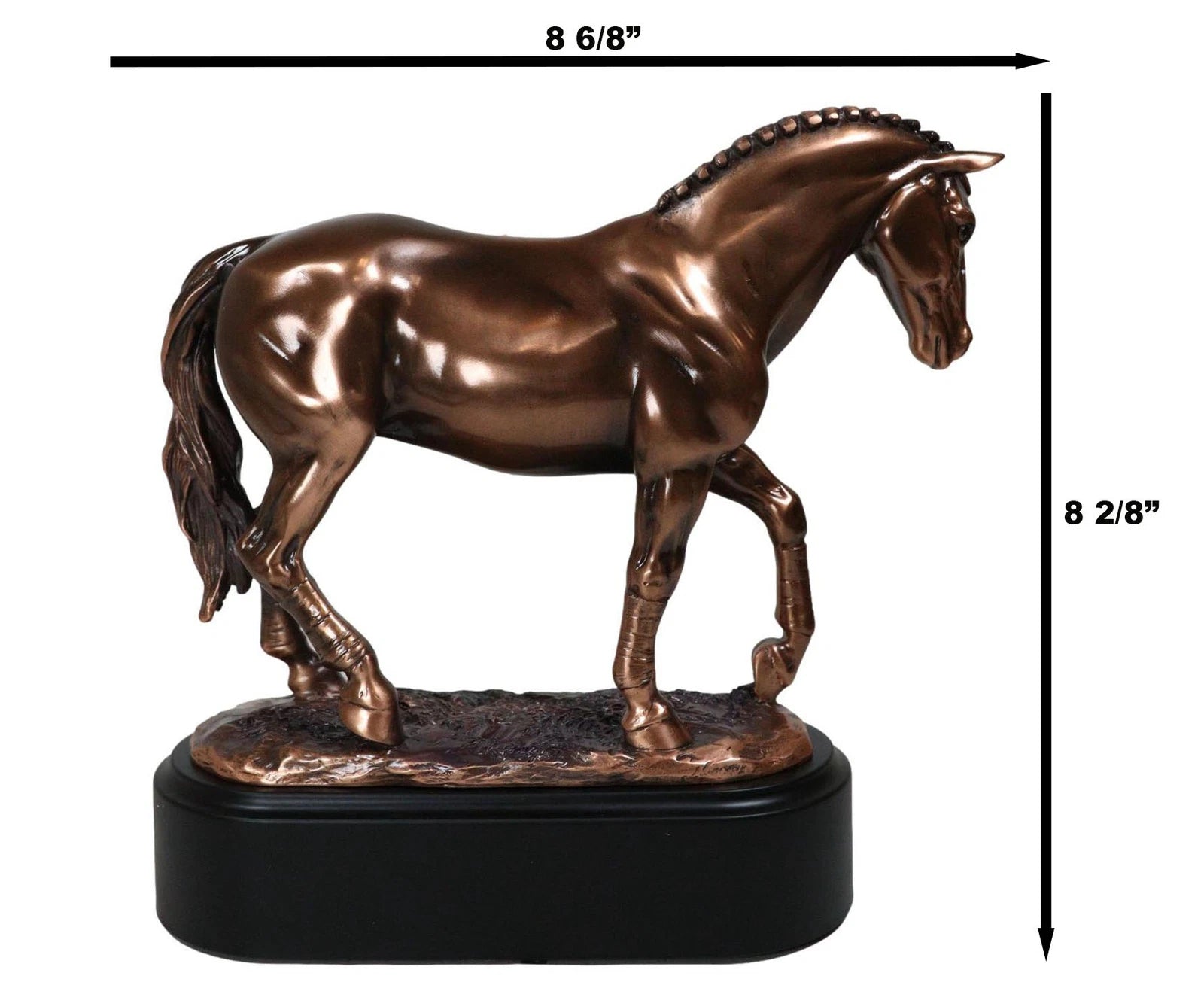Hanoverian Mare Horse Walking The Pasture Bronze Electroplated Figurine Statue-6
