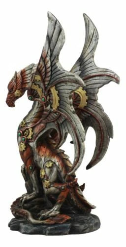 Ruler Of Pantagonia Steampunk Cyborg Robot Dragon Statue 10.5"Tall-3