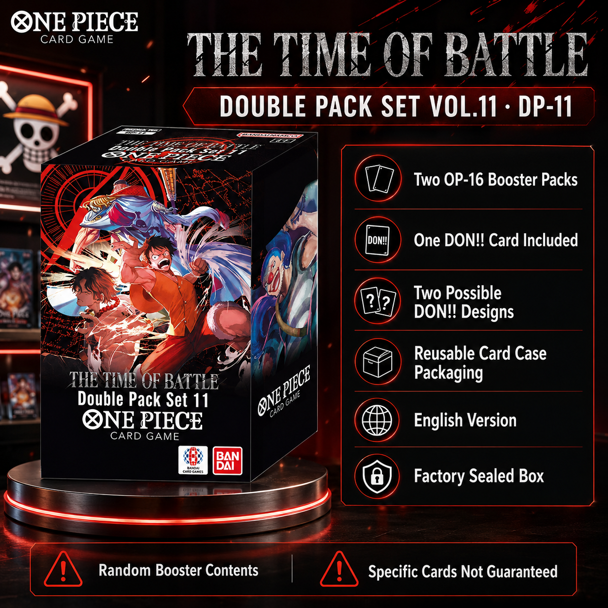 Bandai ONE PIECE Card Game OP-16 The Time of Battle DP-11 Double Pack Set Vol.11 English Factory Sealed Box, Gift for Collectors-3